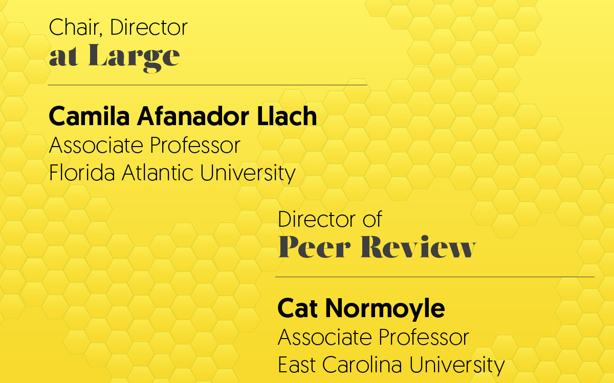 New Director of Peer Reviews, Chair and Director at Large